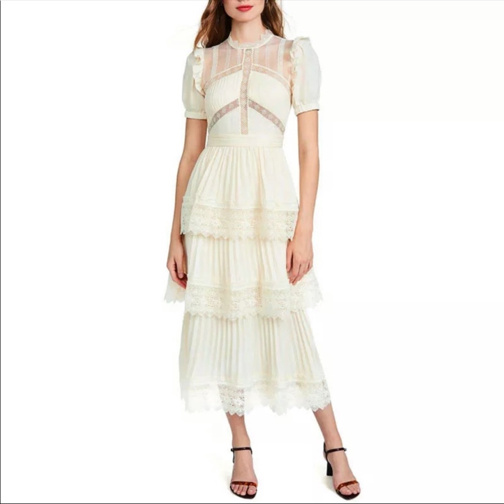 Beige Luxury Lace High Quality Ruffle Summer - Picture 5 of 11